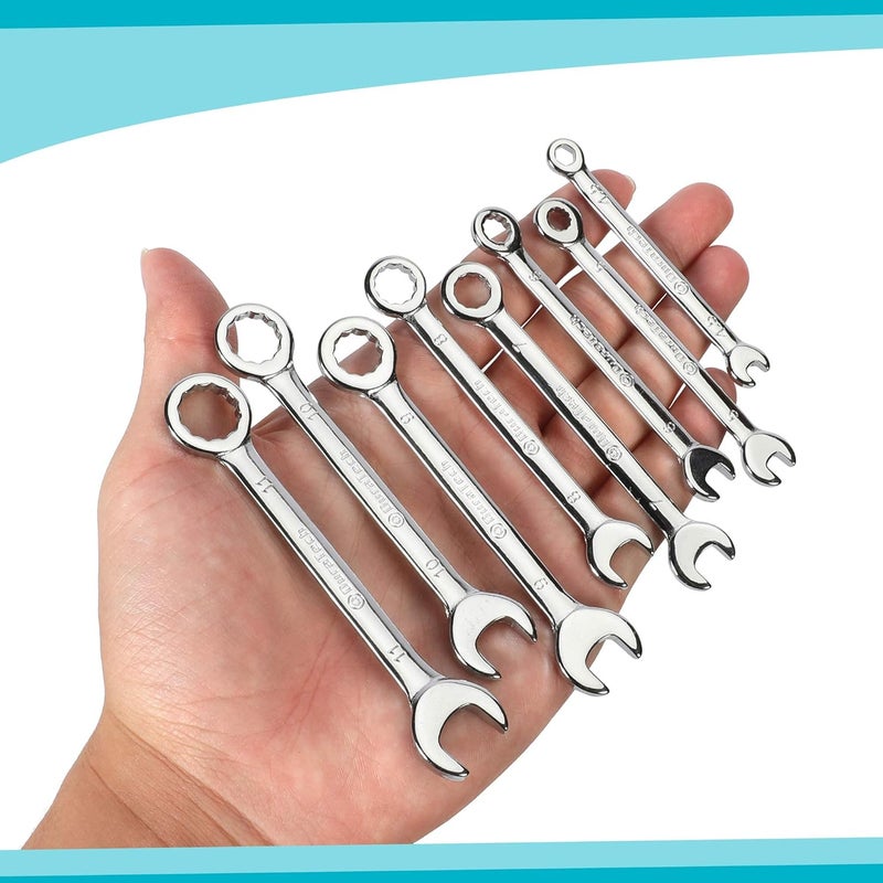 DURATECH Mini Wrench Set, Midget Combination Wrench Set, 20-Piece, Metric & SAE, 4-11mm & 5/32" - 7/16", Lightweight, with Rolling Pouch - Image 2